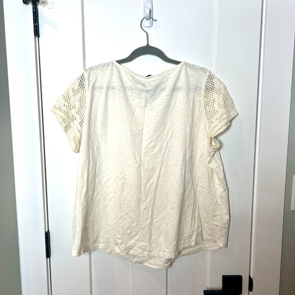 Talbots Cream Crochet Panel Crew Neck Short Sleeve Blouse Plus Size 2X - Picture 5 of 5